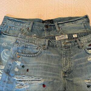 2 pairs Lucky Brand Embroidered Light Blue shorts 12/31